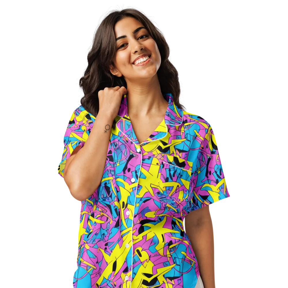 Neon Jive on Women's Short Sleeve Pajama Top — Front