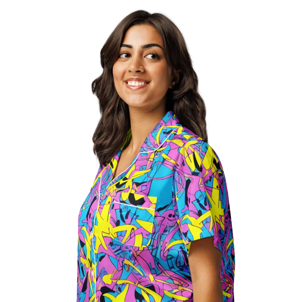 Neon Jive on Women's Short Sleeve Pajama Top — Left Front