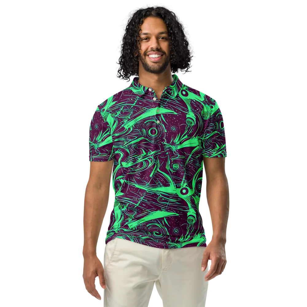 Acid Current on Men's Slim Fit Polo Shirt — Front
