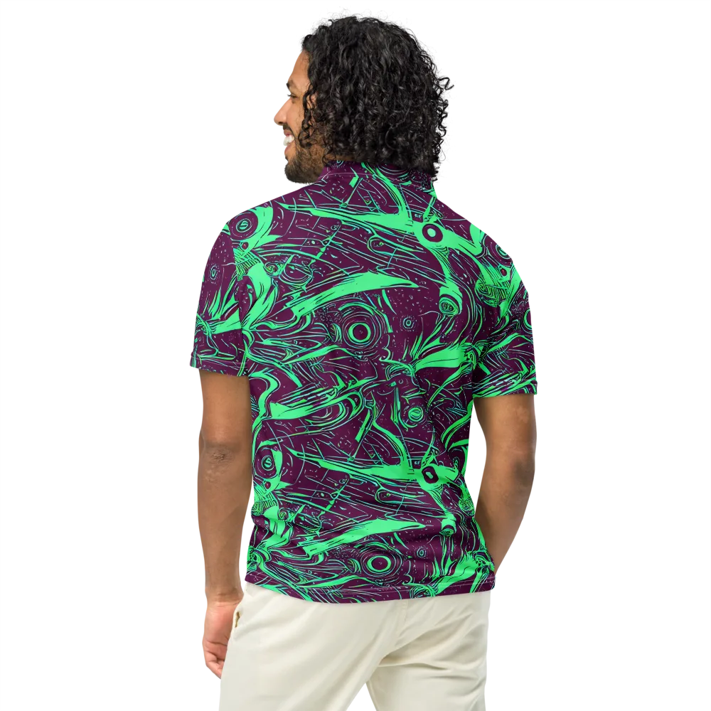 Acid Current on Men's Slim Fit Polo Shirt — Back