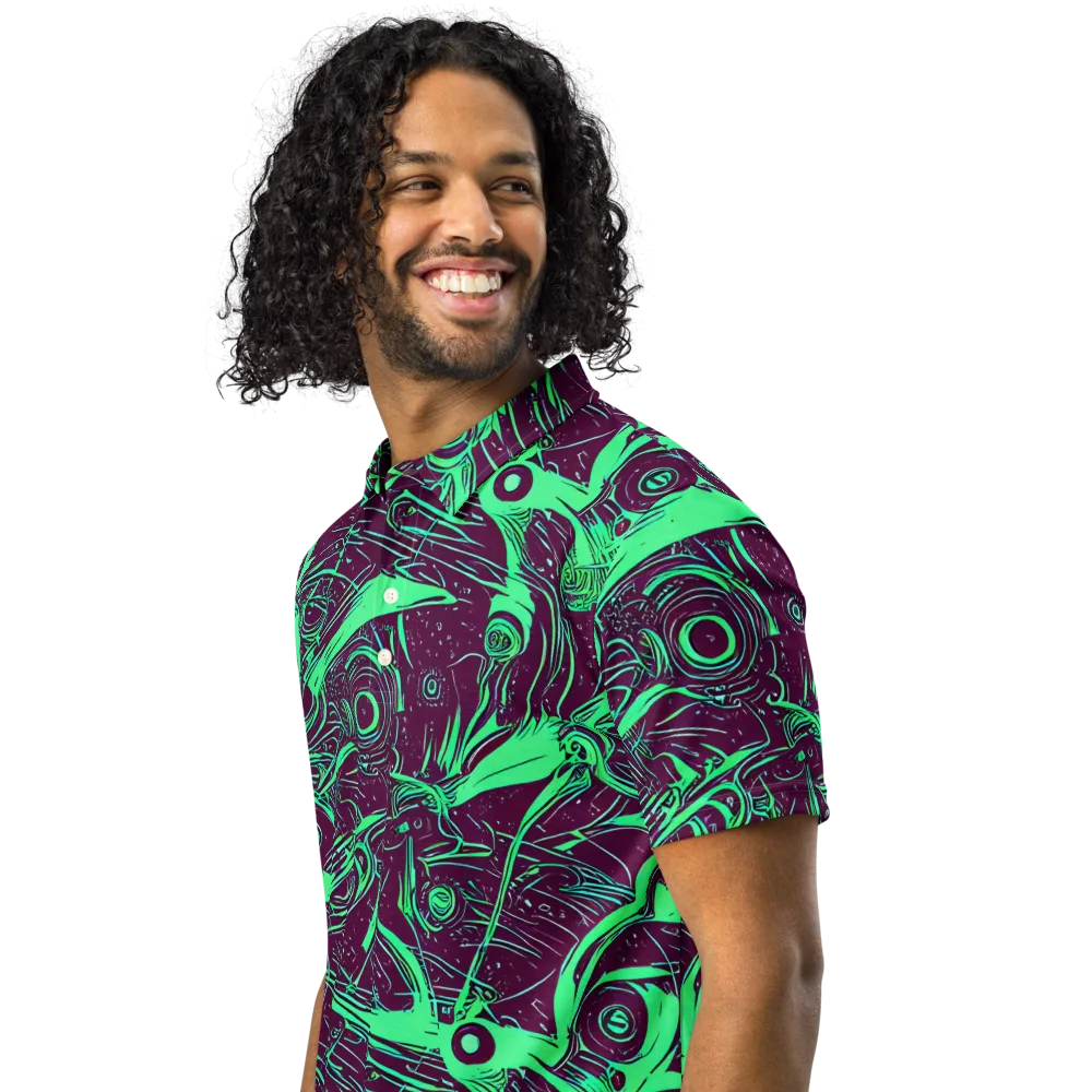 Acid Current on Men's Slim Fit Polo Shirt — Left Front