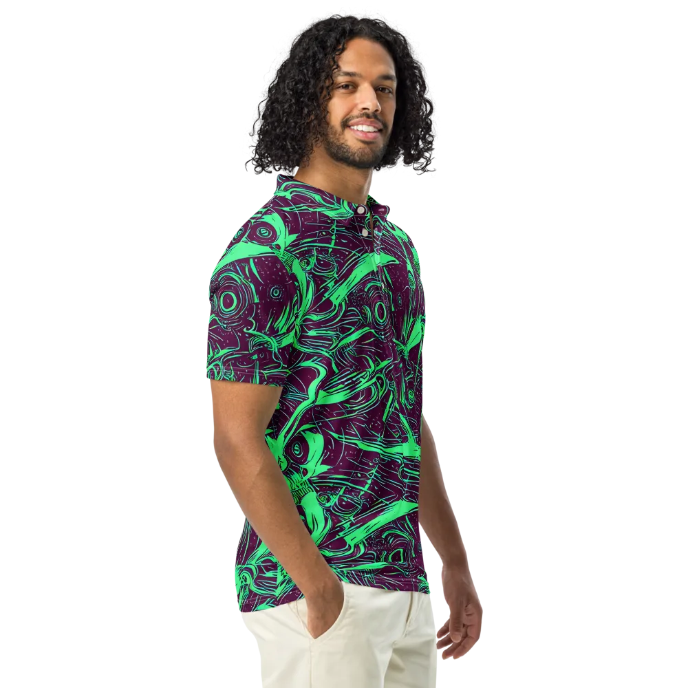 Acid Current on Men's Slim Fit Polo Shirt — Right Front