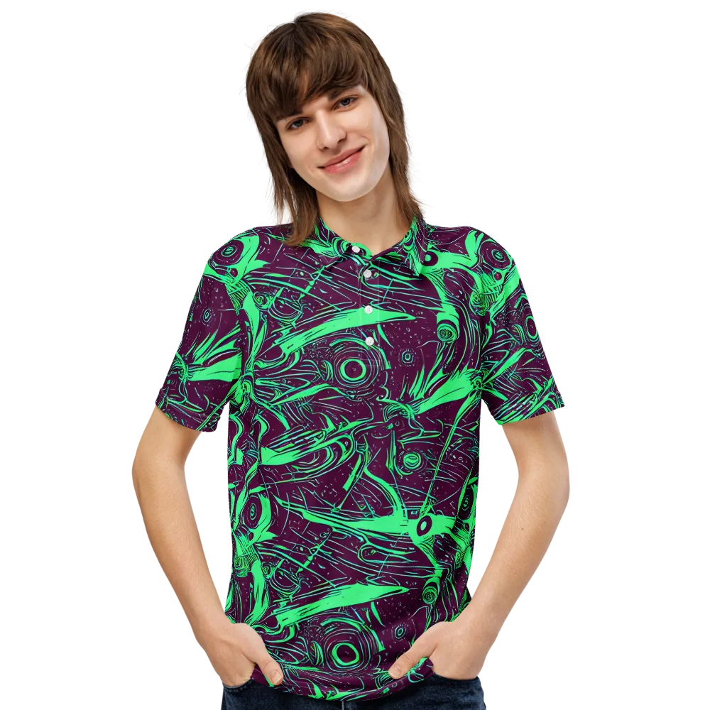 Acid Current on Men's Slim Fit Polo Shirt — Front