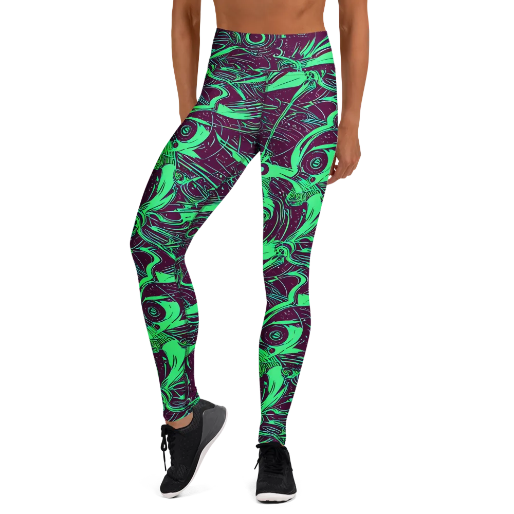 Acid Current on Yoga Leggings — Front
