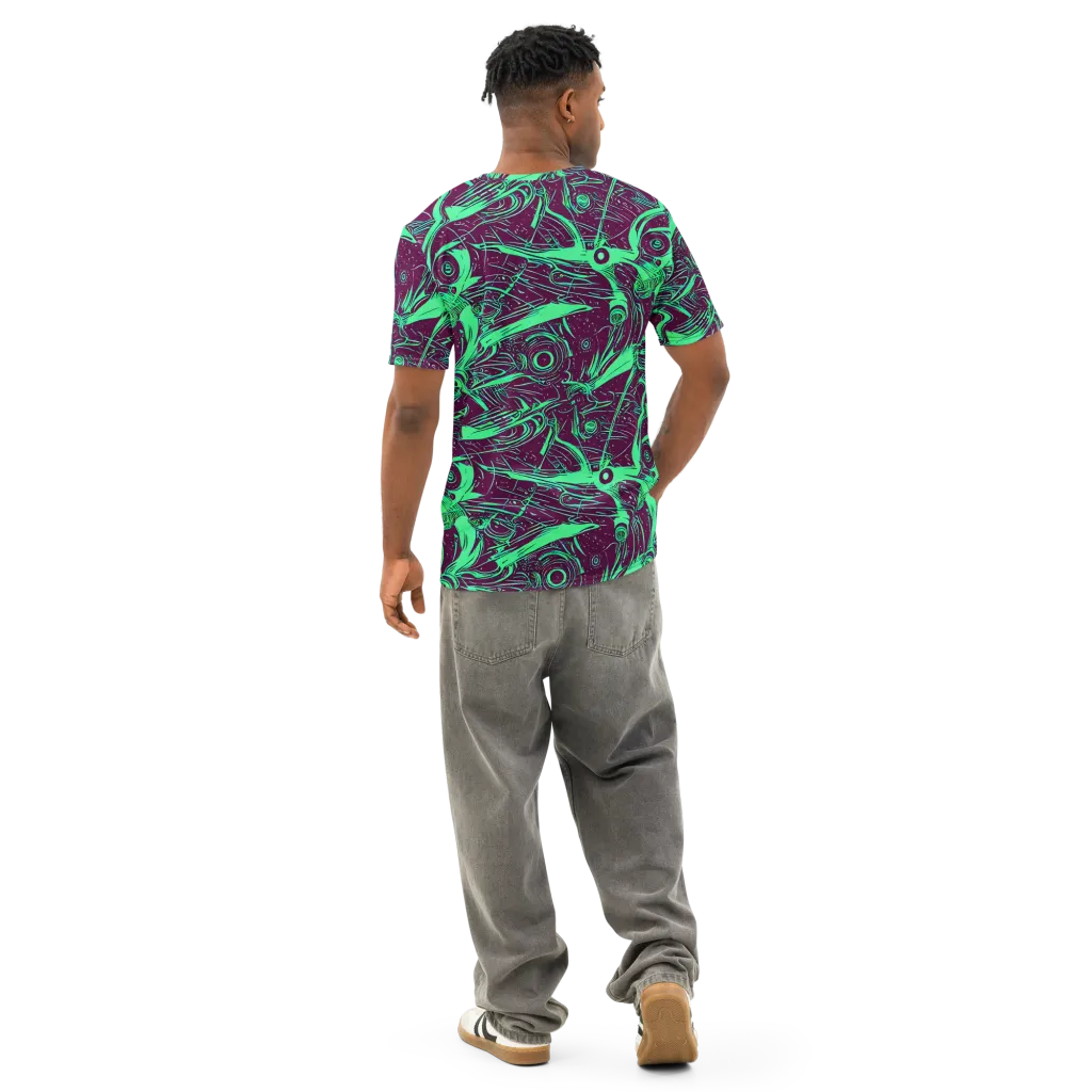 Acid Current on Men's Cotton Crew Neck T-Shirt — Back