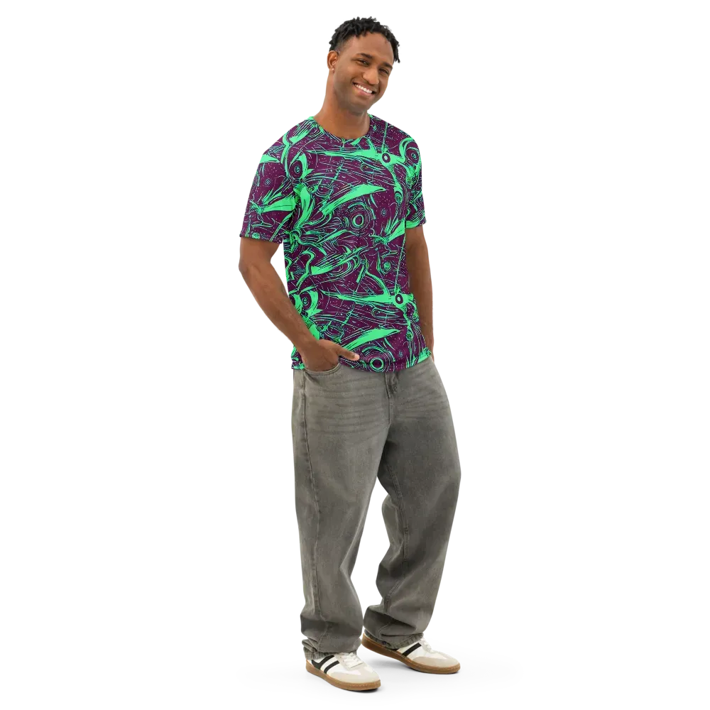 Acid Current on Men's Cotton Crew Neck T-Shirt — Right Front