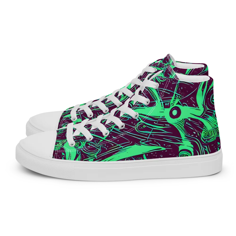 Acid Current on Men's High Top Canvas Shoes — Left