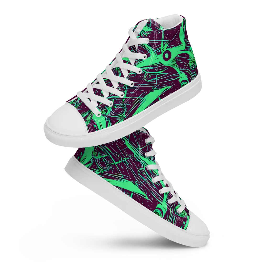 Acid Current on Men's High Top Canvas Shoes — Front