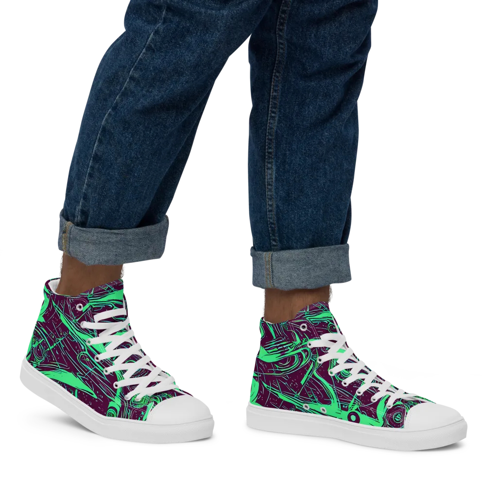 Acid Current on Men's High Top Canvas Shoes — Right
