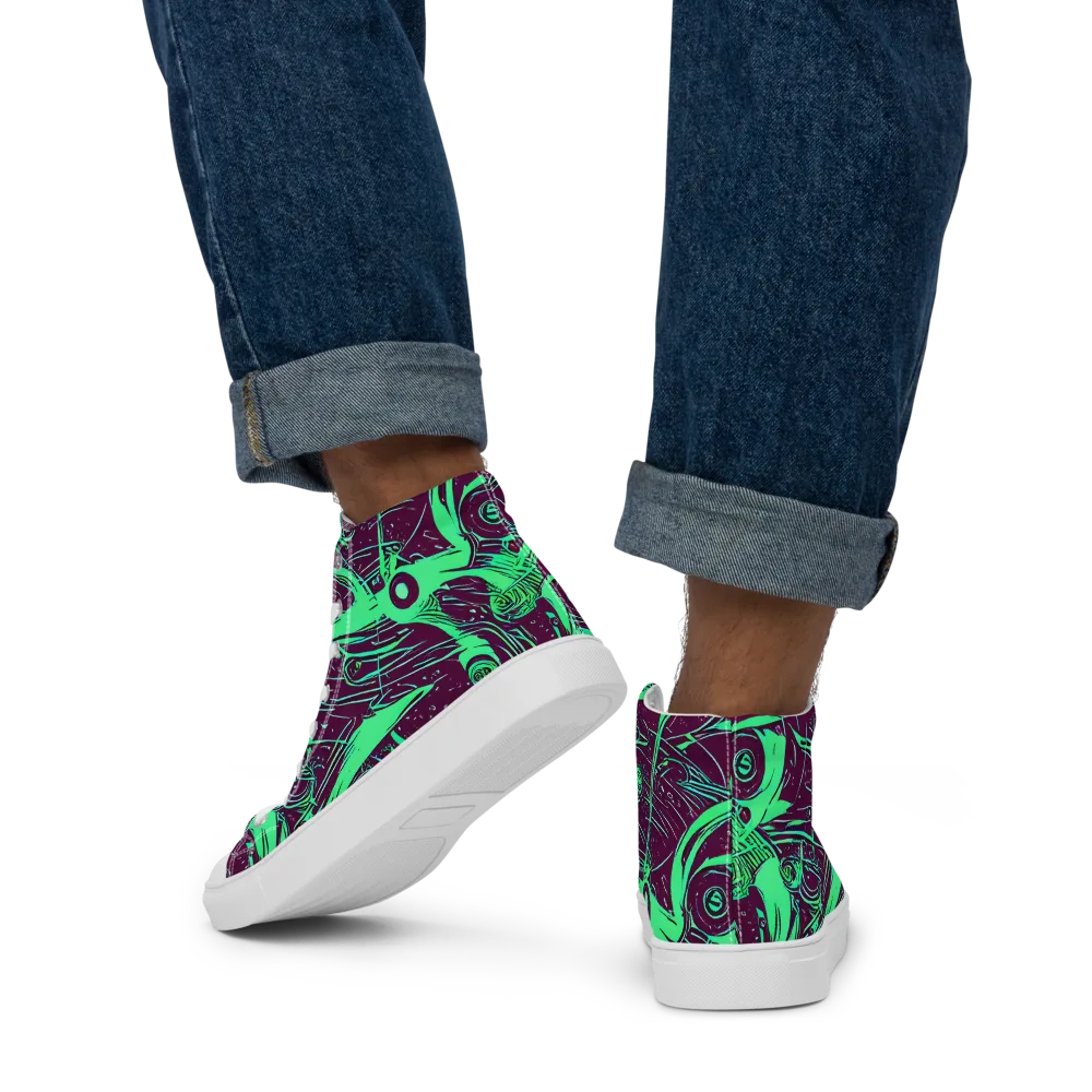 Acid Current on Men's High Top Canvas Shoes — Back