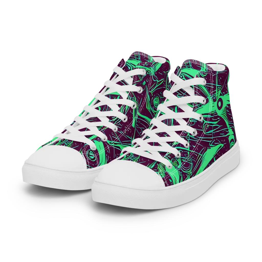 Acid Current on Women's High Top Canvas Shoes — Left Front