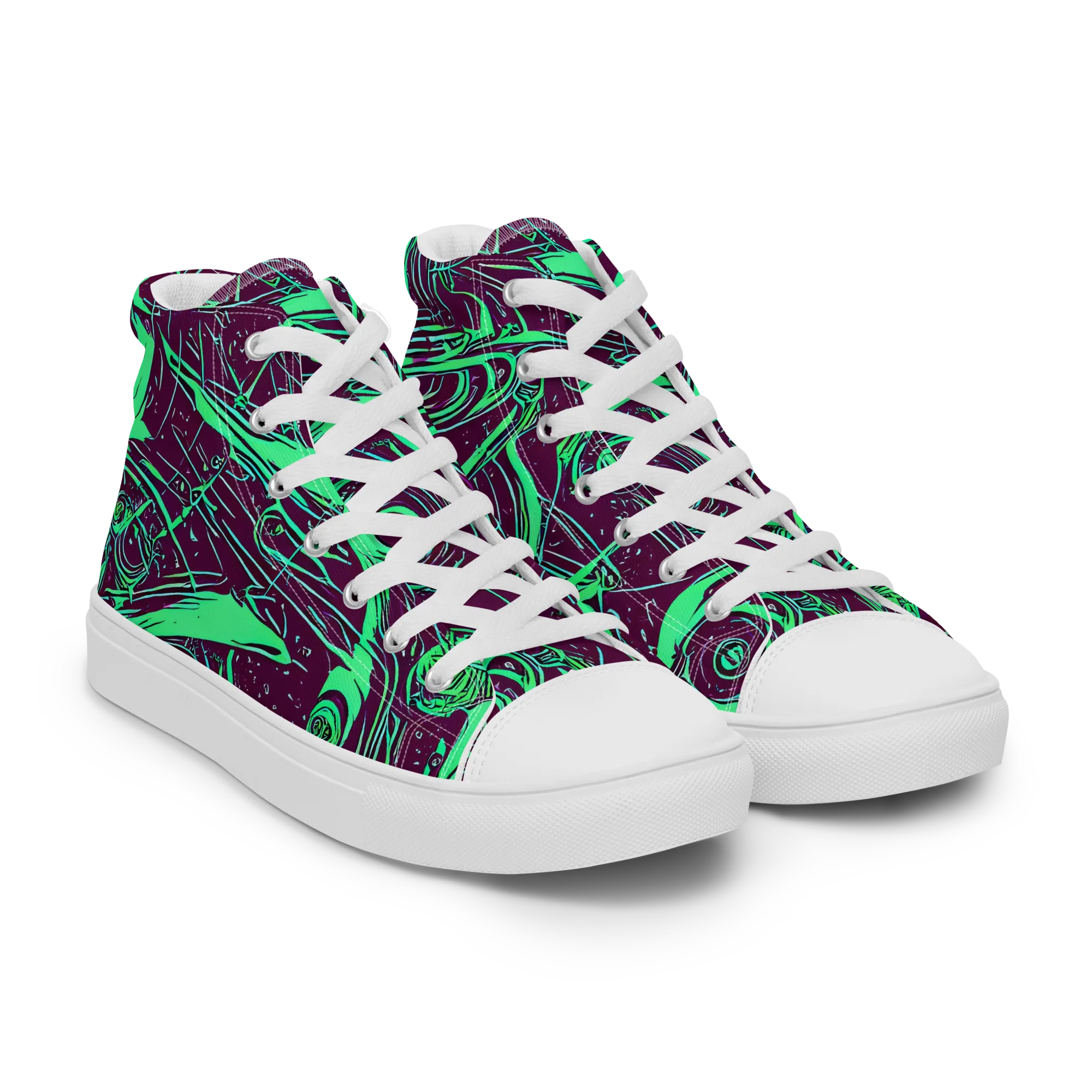 Acid Current on Women's High Top Canvas Shoes — Right Front