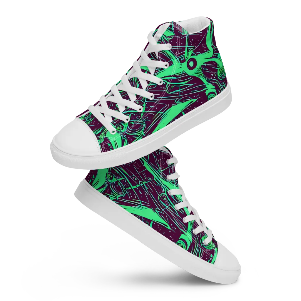 Acid Current on Women's High Top Canvas Shoes — Front