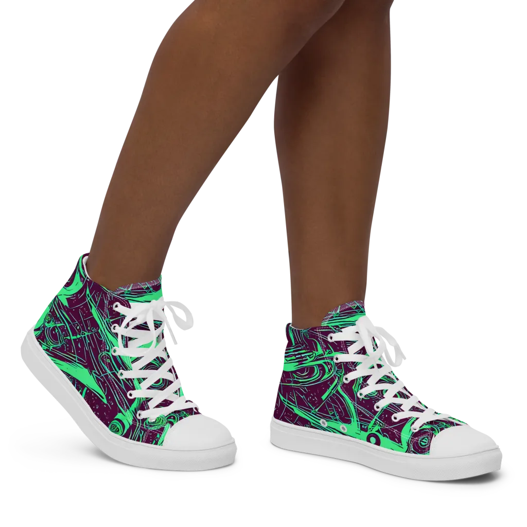 Acid Current on Women's High Top Canvas Shoes — Right