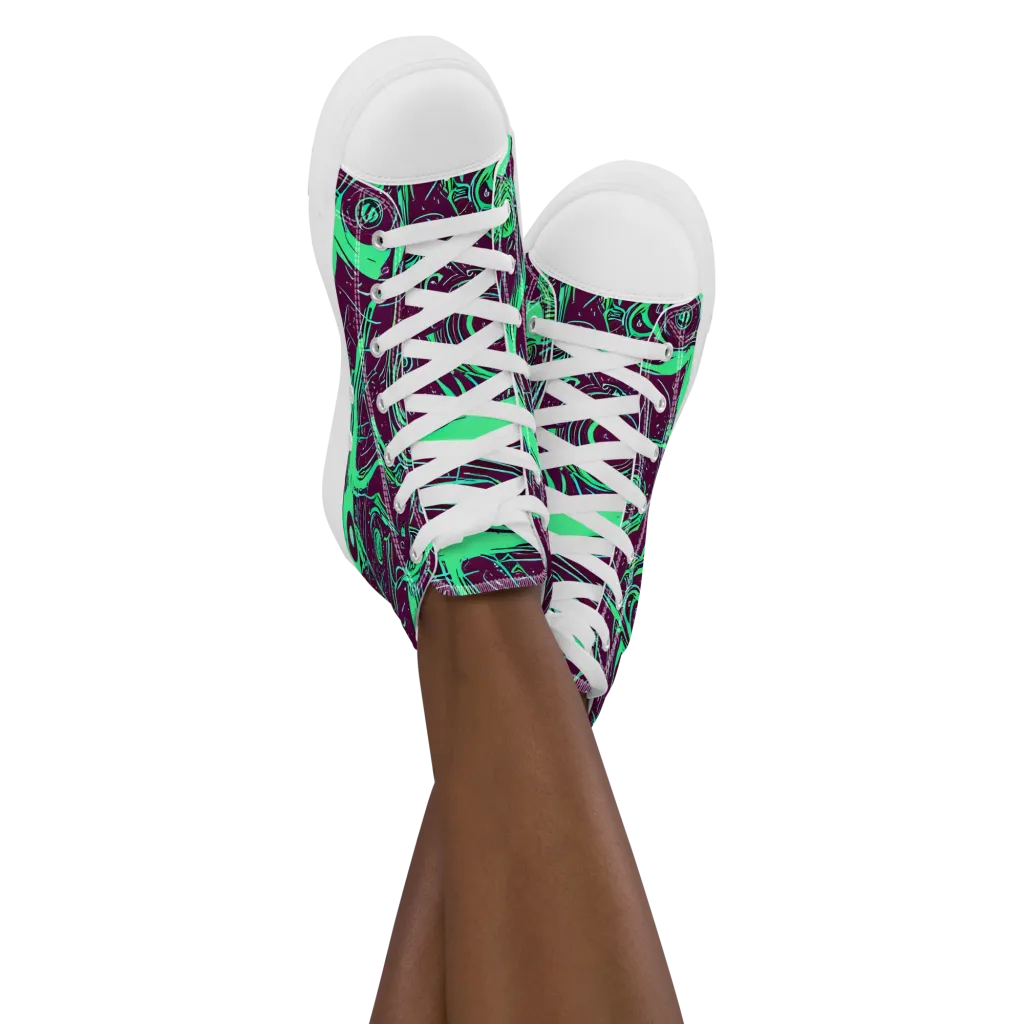 Acid Current on Women's High Top Canvas Shoes — Front
