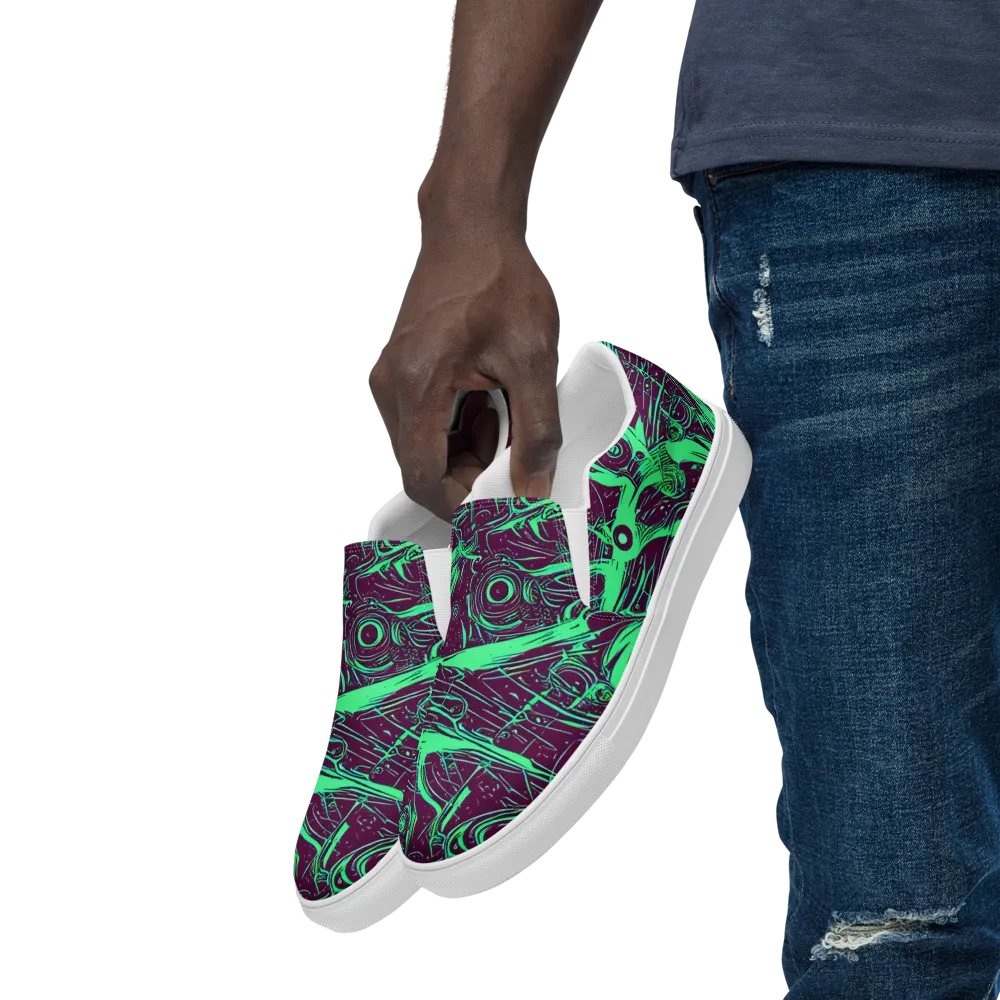 Acid Current on Men's Slip-On Canvas Shoes — Left Front