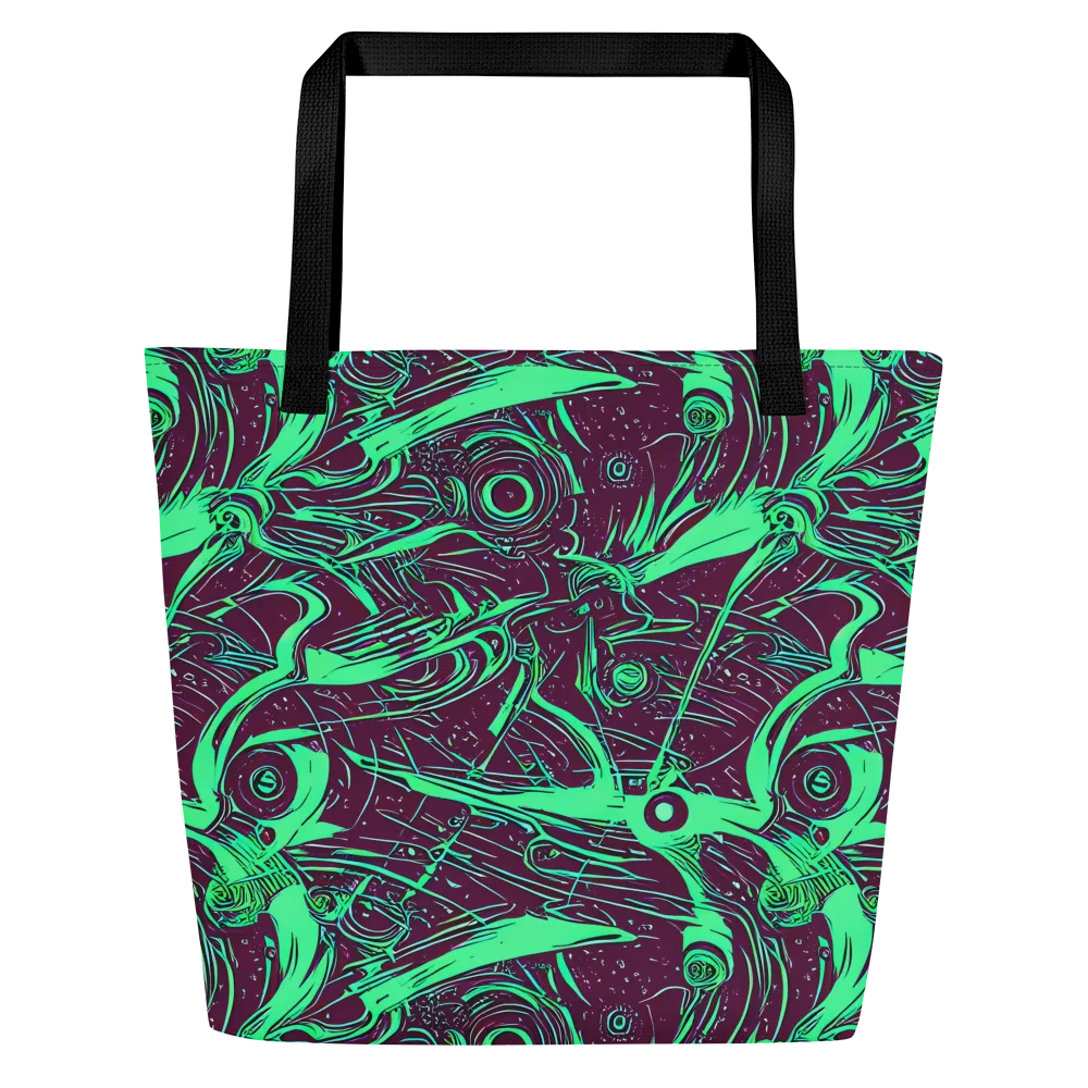 Acid Current on Large Tote Bag W/ Pocket — Front
