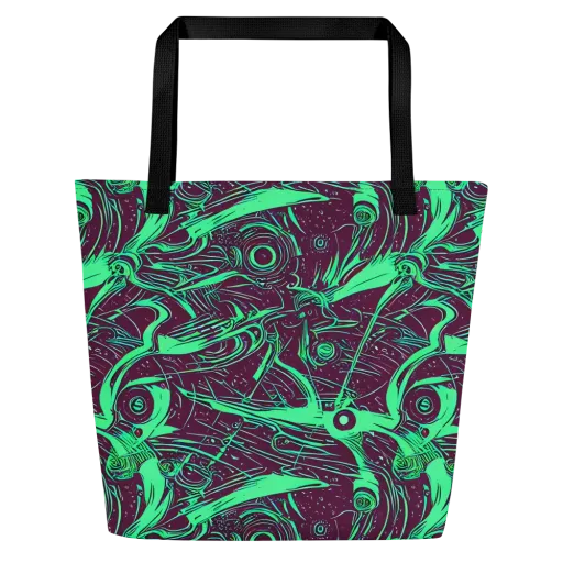 Acid Current on a Large Tote Bag W/ Pocket