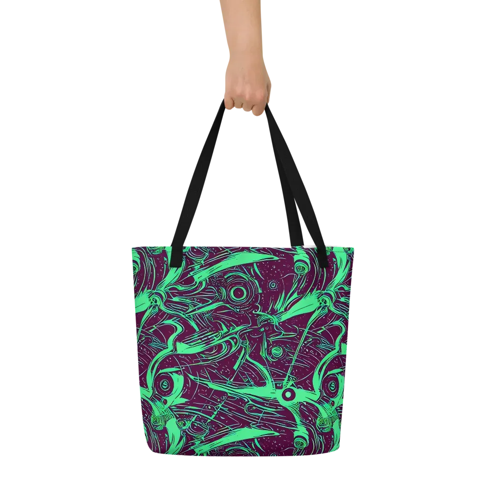Acid Current on Large Tote Bag W/ Pocket — Front