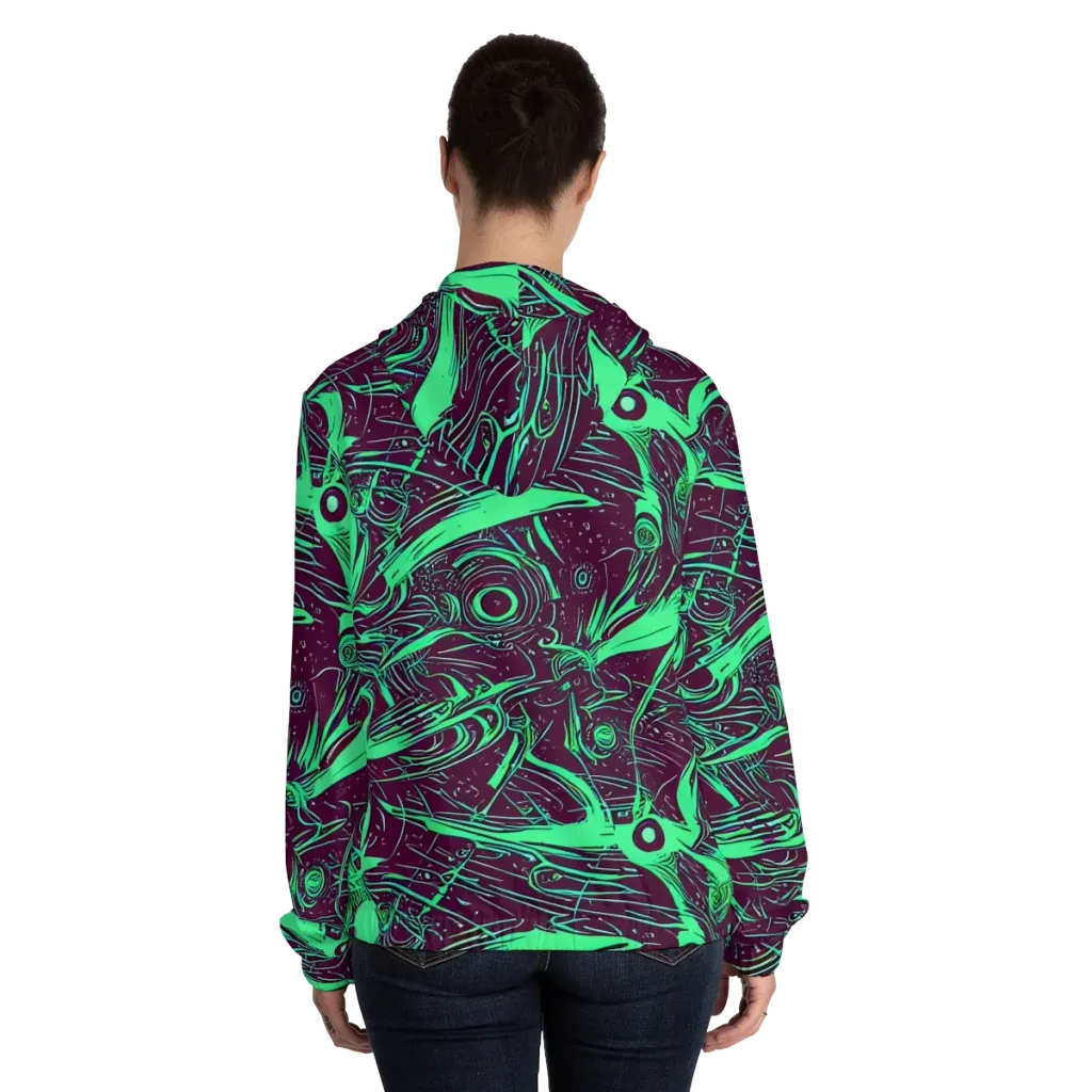 Acid Current on Women's Full-Zip Hoodie — Back On Person
