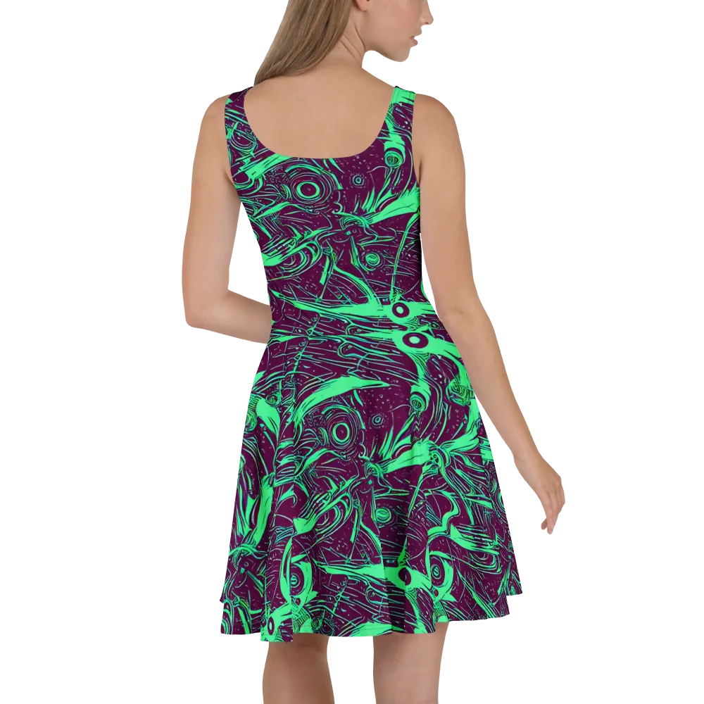 Acid Current on Skater Dress — Back