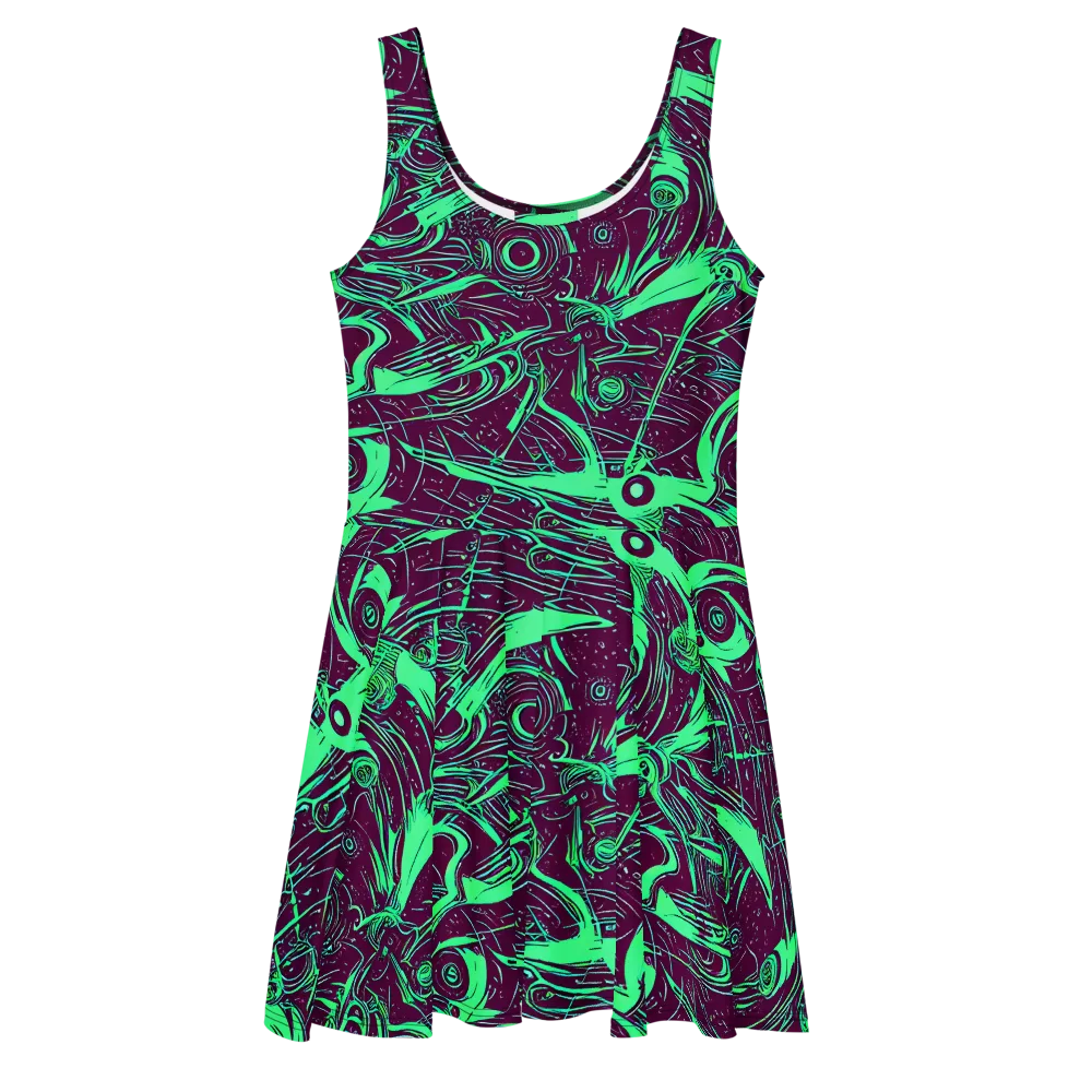 Acid Current on Skater Dress — Front