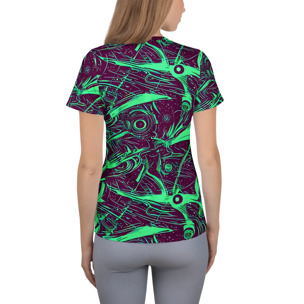 Acid Current on Women's Athletic T-Shirt — Back
