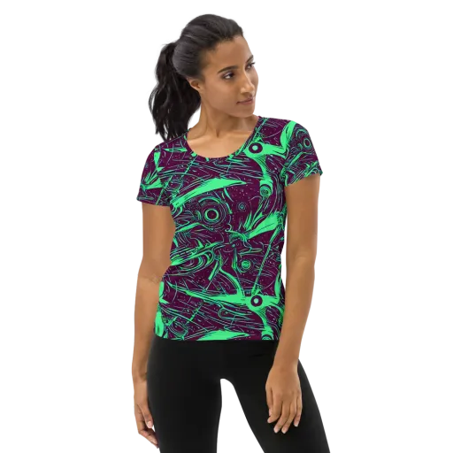 Acid Current on a Women's Athletic T-Shirt