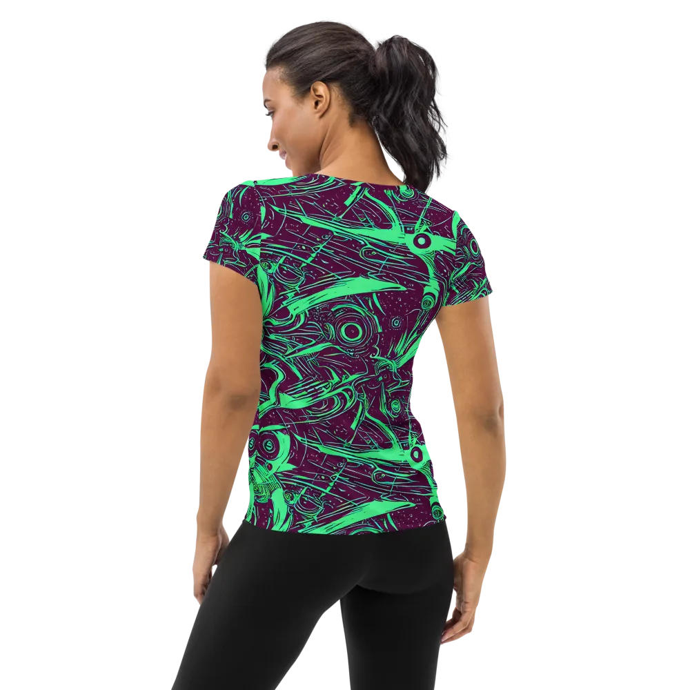 Acid Current on Women's Athletic T-Shirt — Back