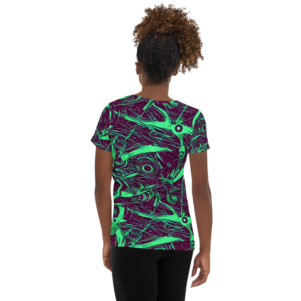 Acid Current on Women's Athletic T-Shirt — Back