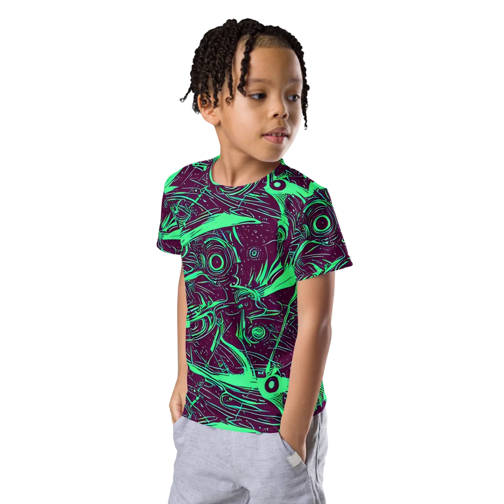 Acid Current on Kids Crew Neck T-Shirt — Left Front