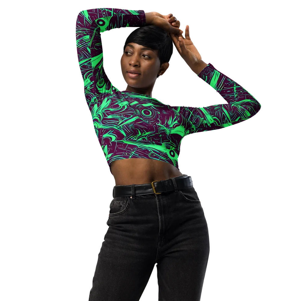 Acid Current on Long Sleeve Crop Top — Front