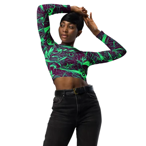 Acid Current on a Long Sleeve Crop Top