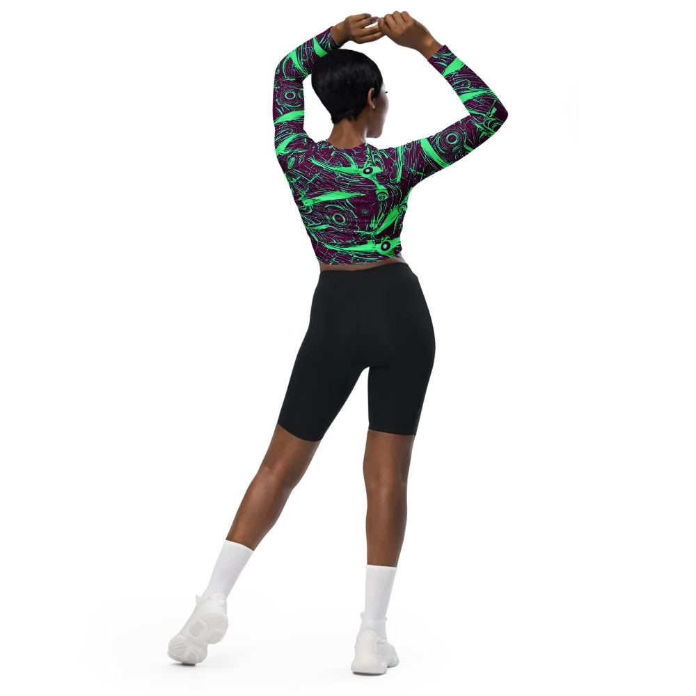 Acid Current on Long Sleeve Crop Top — Back
