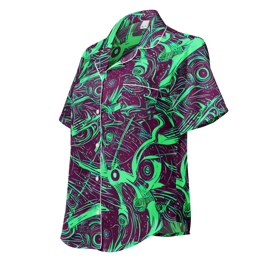 Acid Current on Women's Short Sleeve Pajama Top — Left Front