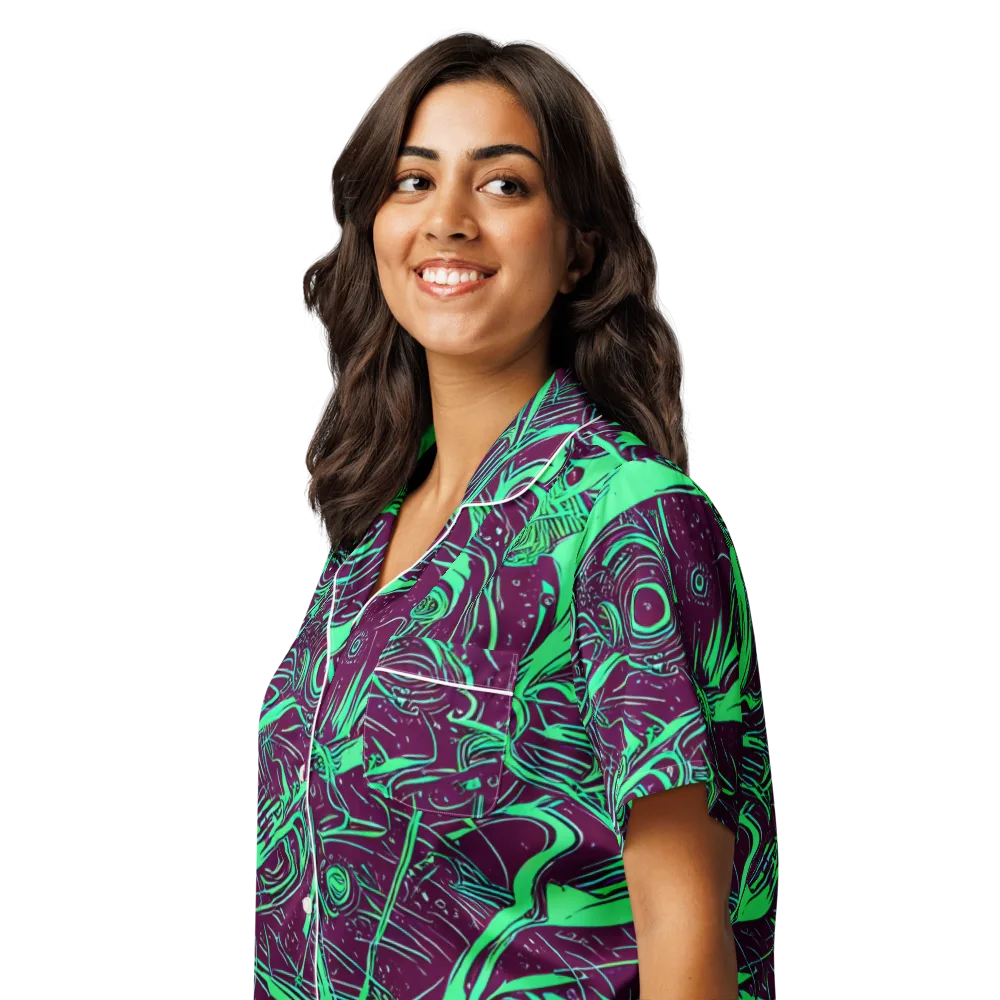 Acid Current on Women's Short Sleeve Pajama Top — Left Front