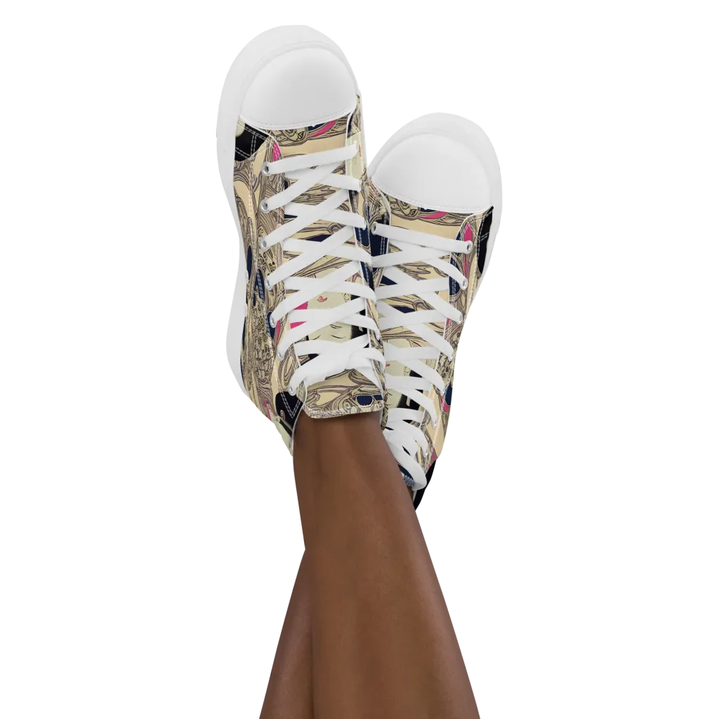 Timeless Reverie on Women's High Top Canvas Shoes — Front