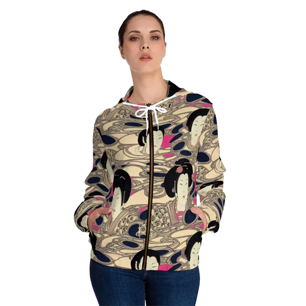 Timeless Reverie on Women's Full-Zip Hoodie — Front On Person