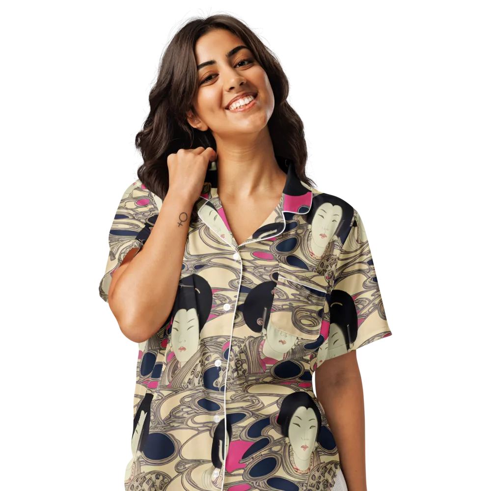 Timeless Reverie on Women's Short Sleeve Pajama Top — Front