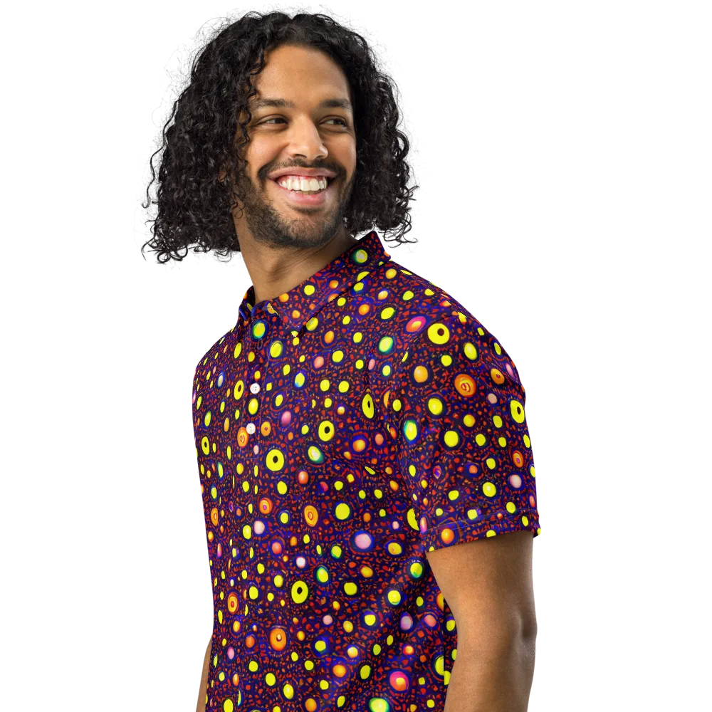 Cosmic Dotscape on Men's Slim Fit Polo Shirt — Left Front