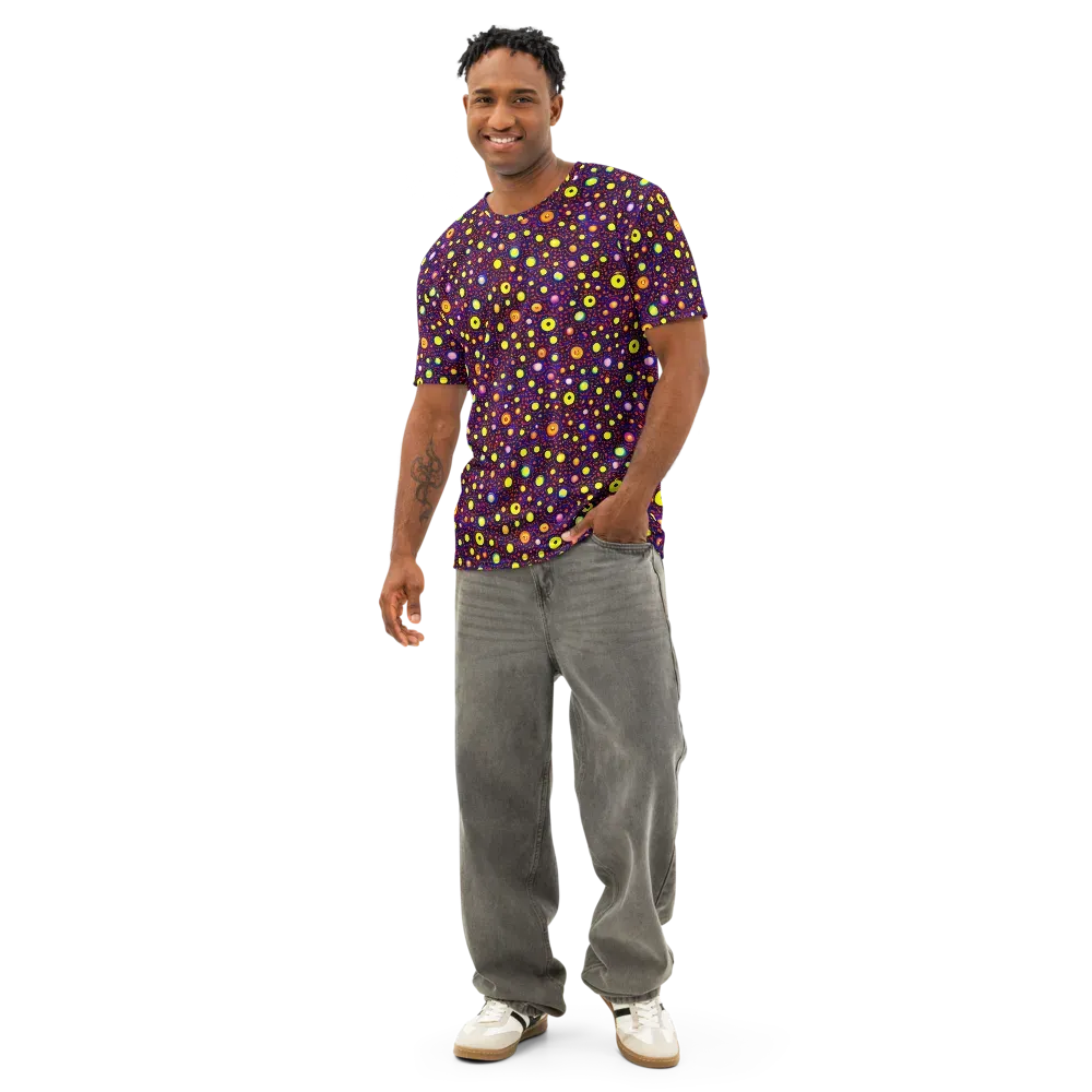Cosmic Dotscape on Men's Cotton Crew Neck T-Shirt — Front