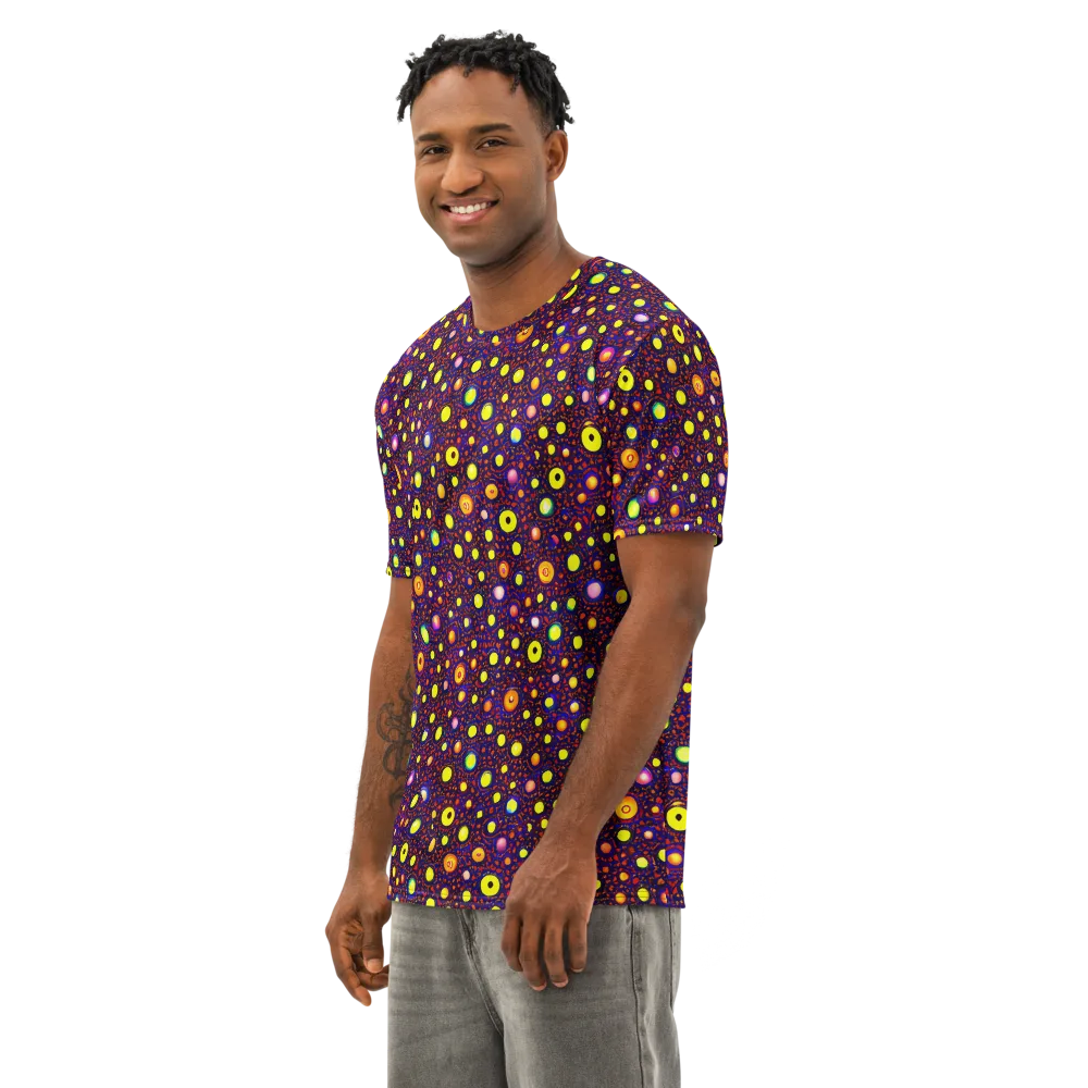 Cosmic Dotscape on Men's Cotton Crew Neck T-Shirt — Left Front