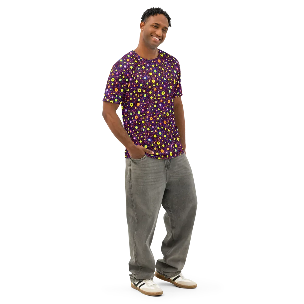 Cosmic Dotscape on Men's Cotton Crew Neck T-Shirt — Right Front