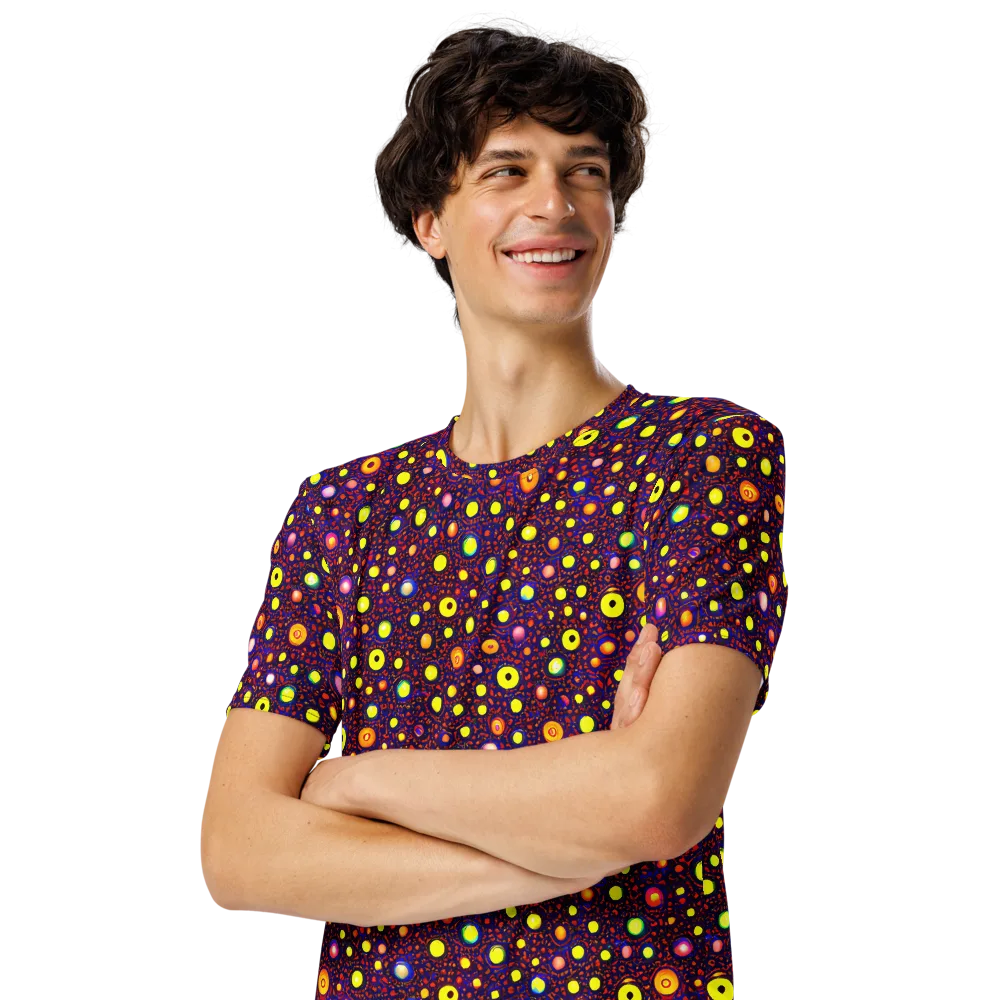Cosmic Dotscape on Men's Crew Neck T-Shirt — Left Front