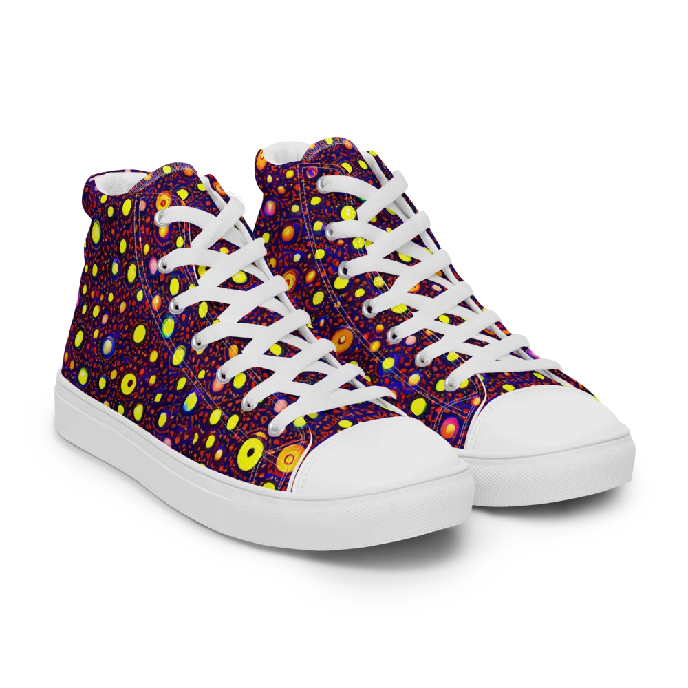 Cosmic Dotscape on Men's High Top Canvas Shoes — Right Front