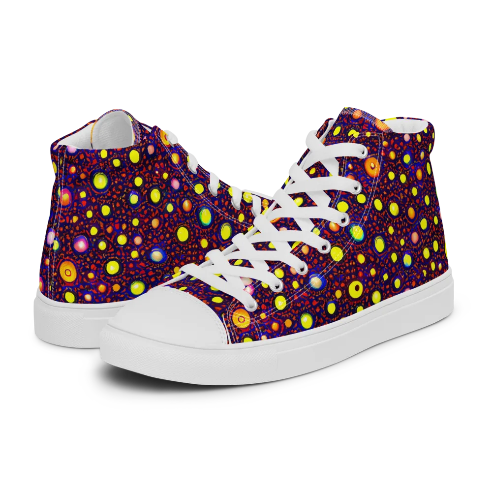 Cosmic Dotscape on Men's High Top Canvas Shoes — Left