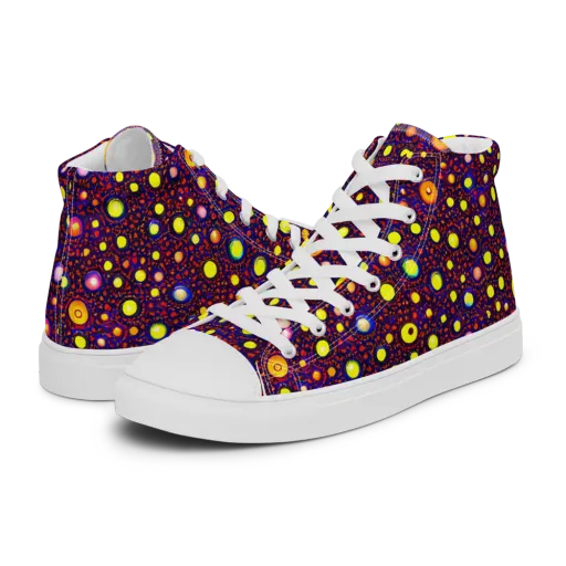 Cosmic Dotscape on a Men's High Top Canvas Shoes