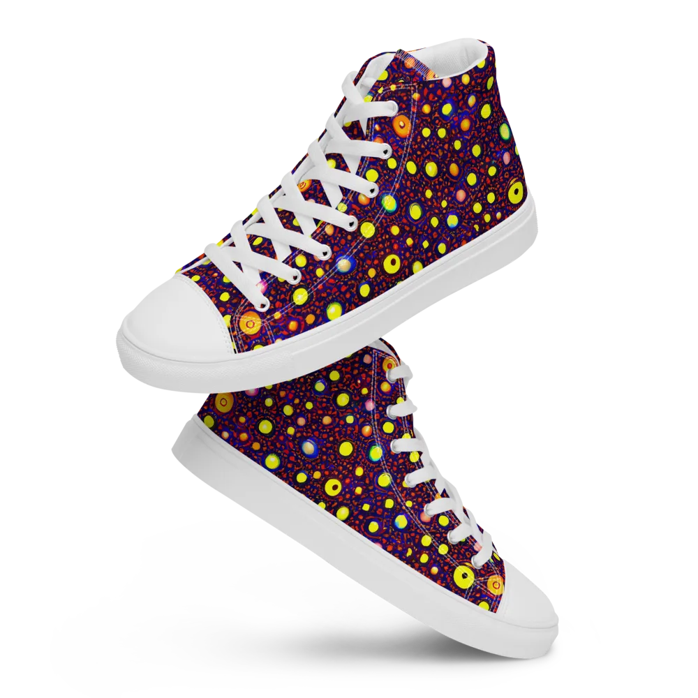 Cosmic Dotscape on Men's High Top Canvas Shoes — Front