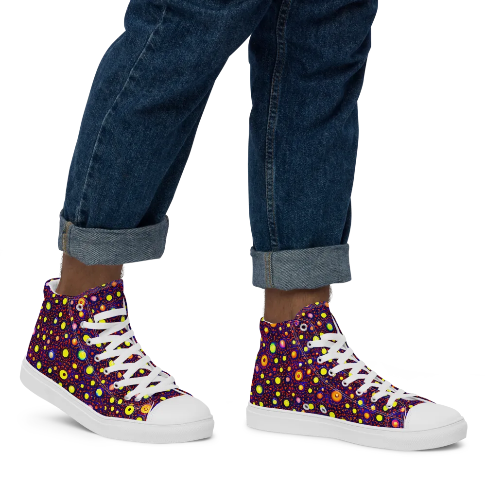 Cosmic Dotscape on Men's High Top Canvas Shoes — Right