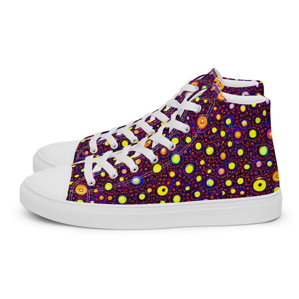 Cosmic Dotscape on Women's High Top Canvas Shoes — Left